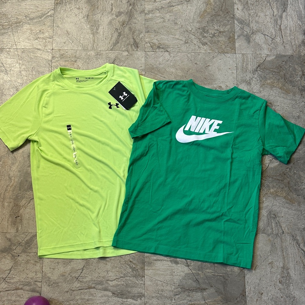 Bundle of Under Armour and Nike Bright Green Kids Tees